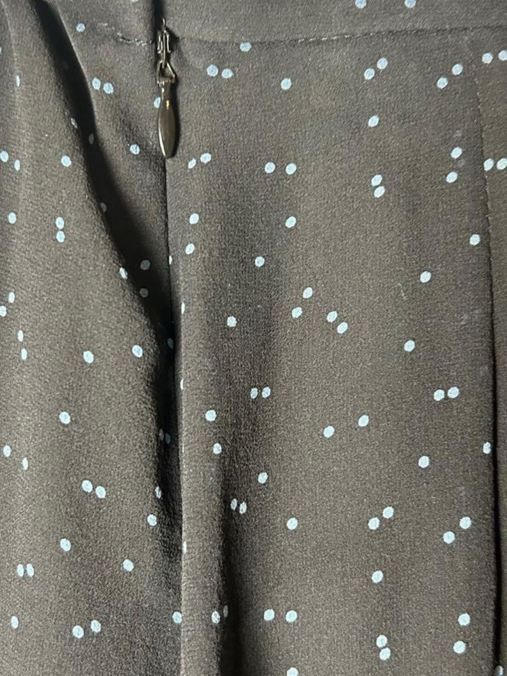 Vintage Kay Unger Black Ruffle Midi Skirt  With Blue Polka Dot Print - Picture 4 of 5